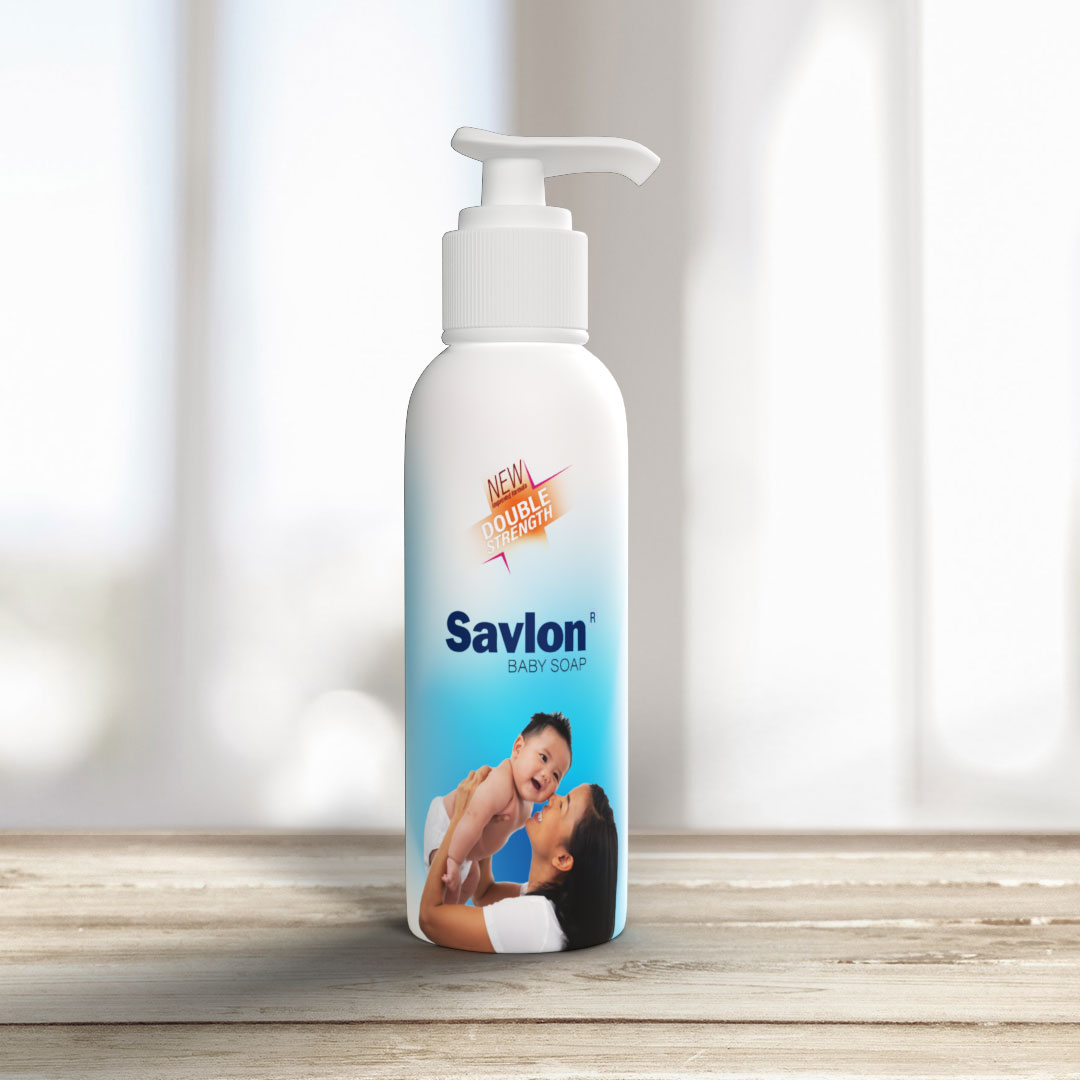 Savlon liquid soap branding Bottle with mom and kids image